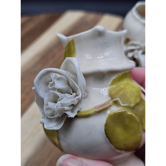 Pair Of French Barbotine Majolica Vases READ DESCRIPTION - Picture 12 of 16